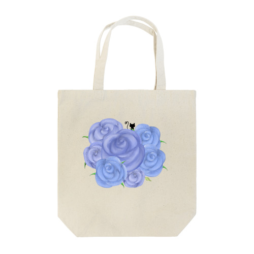 青バラと猫 Tote Bag