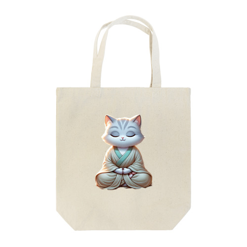 瞑想している猫菩薩 Tote Bag
