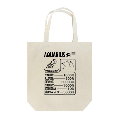 水瓶座成分表【おもしろ星座成分表】 Tote Bag