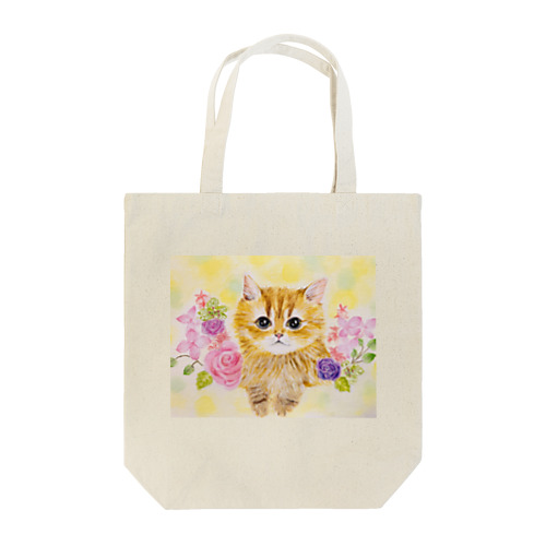 花と子猫 Tote Bag