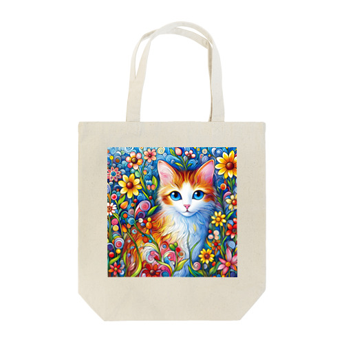 子猫とお花畑🐈🌸🌼 トートバッグ