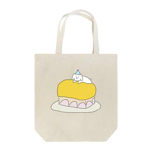 Lovely puppy cake トートバッグ