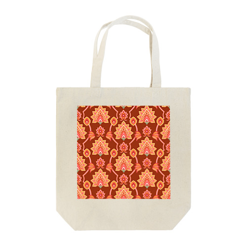 インド風の植物柄（オレンジ） Tote Bag