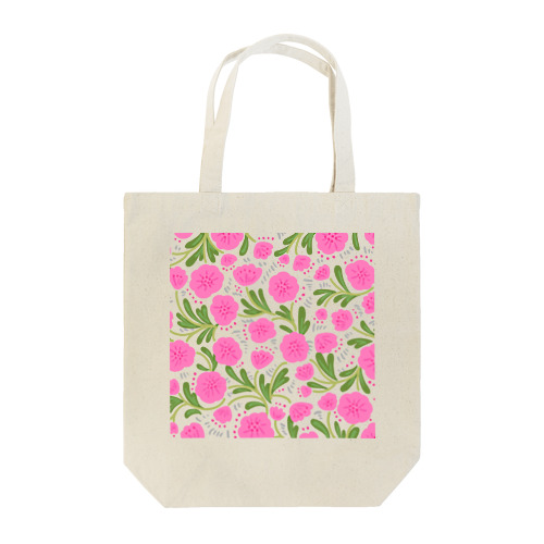 手描きの花柄（ピンク） Tote Bag