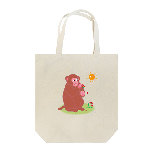 可愛いお猿さんの花びら恋占い Tote Bag