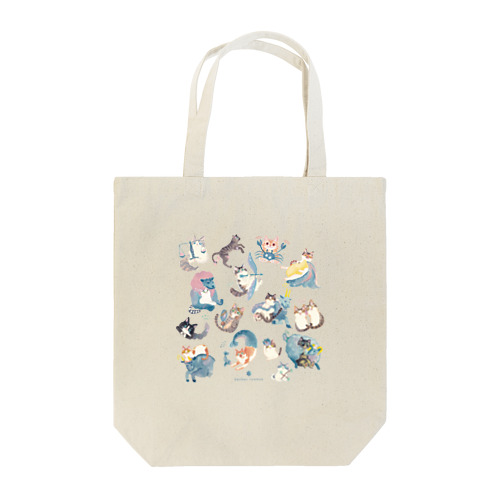 猫と星座（全員集合）背景透過ロゴ青ver. Tote Bag