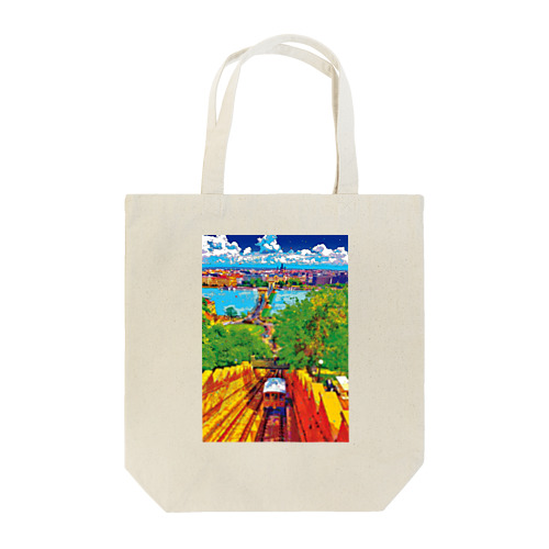 ハンガリー ブダ城ケーブルカーとブダペストの街並み Tote Bag