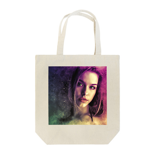 Beautiful woman with purple hair and dark brown eyes  紫色の髪と濃い茶色の目を持つ美しい女性 Tote Bag