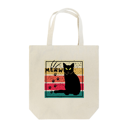 black cat meow paw signature Tote Bag