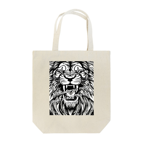 荘厳なる支配者：モノトーンのライオンの描画 トートバッグ