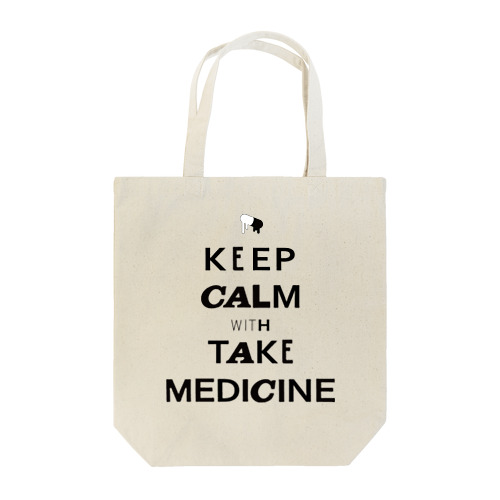 KEEP CALM with 薬(黒) Tote Bag