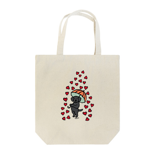 ハートの雨とブラックラブラドール Tote Bag