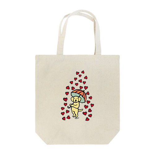 ハートの雨とイエローラブラドール Tote Bag