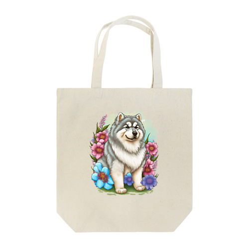 花アラスカの子犬。 愛犬家のためのキュートなデザイン。 Tote Bag