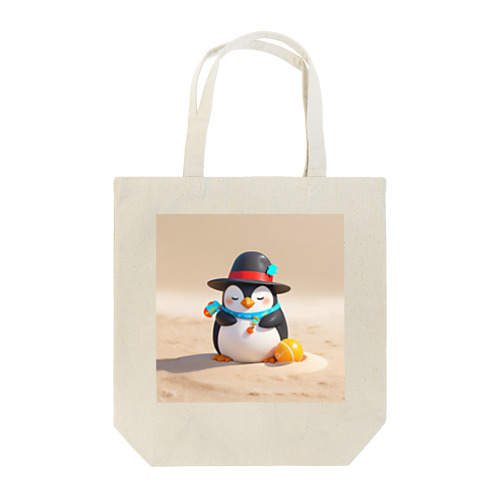 おもちゃの砂を使ったかわいいペンギン トートバッグ