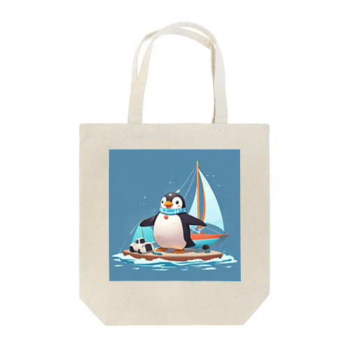 おもちゃのヨットでかわいいペンギンに出会おう Tote Bag