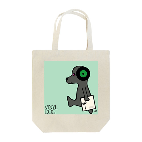 Vinyl Dog Green ear Tote Bag