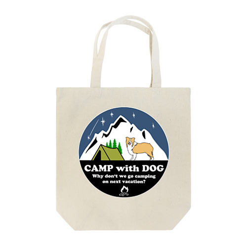 Camp with dog (ボーダーコリー　レッド） トートバッグ