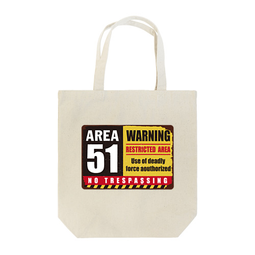エリア51警告看板【おもしろ標識】ヴィンテージ・レトロ・UFO Tote Bag