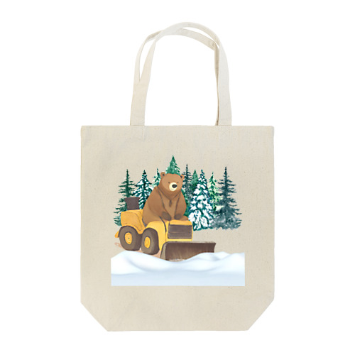 雪かきするクマ トートバッグ