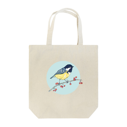 ベリーと鳥 (Great Tit) Tote Bag