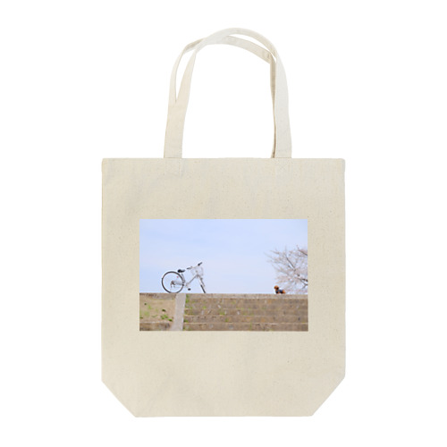 桜、自転車、ワンちゃん Tote Bag