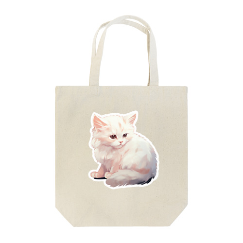 ふわふわの白猫 Tote Bag