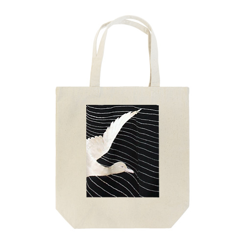 黒と白　水鳥の柄 Tote Bag