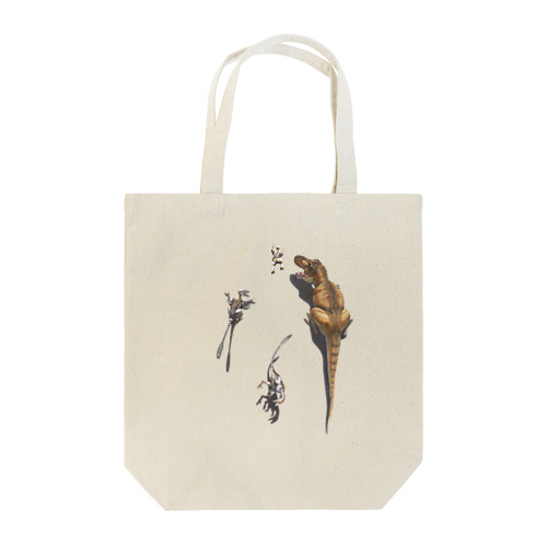 クライミング・ダイナソー(ティラノサウルス＆ダコタラプトル)-恐竜グッズ Tote Bag