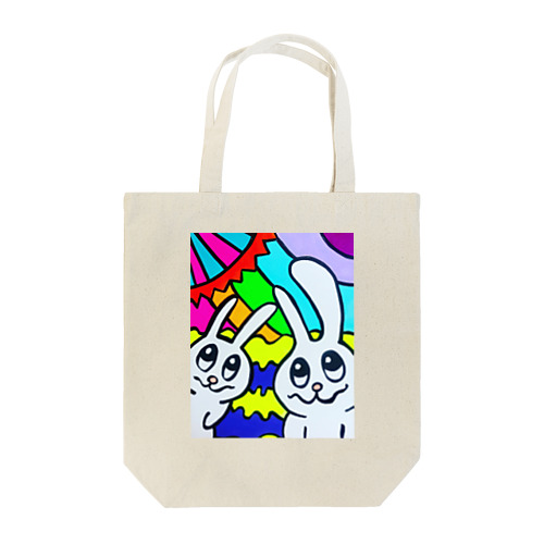 虹うさぎカップル🌈🐇 Tote Bag