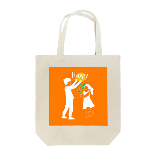 オレンジ"Happy" Tote Bag