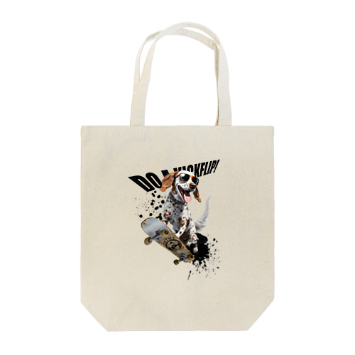 スケボー犬のDO A KICKFLIP!!ブラック Tote Bag