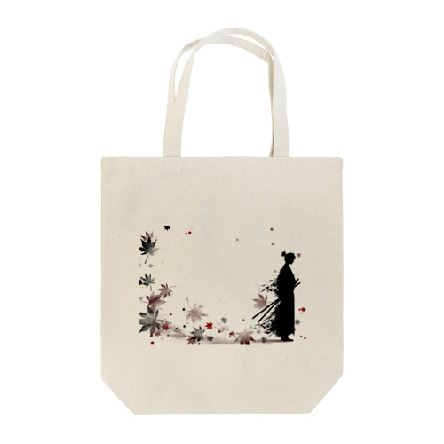 侍と舞う紅葉 Tote Bag