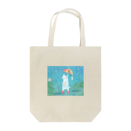 雨降り_白い生き物 Tote Bag