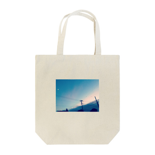 夕焼けと電柱と月 Tote Bag