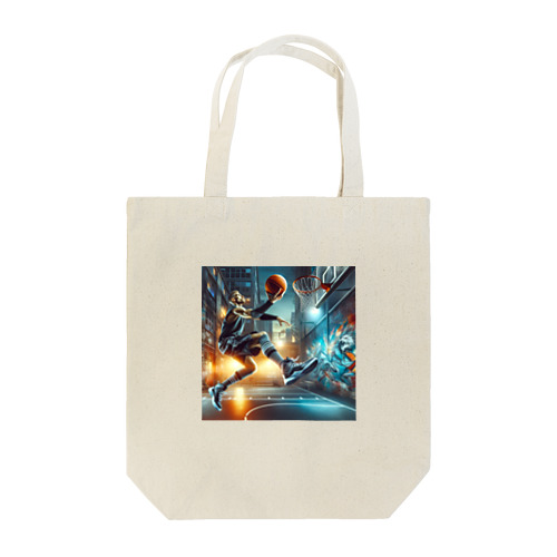 ゴールへの一瞬の瞬間！バスケットボールの魔術師が放つシュート！ Tote Bag