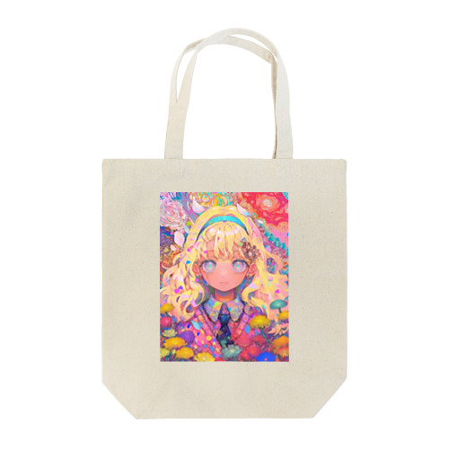 花に包まれた制服少女 Tote Bag