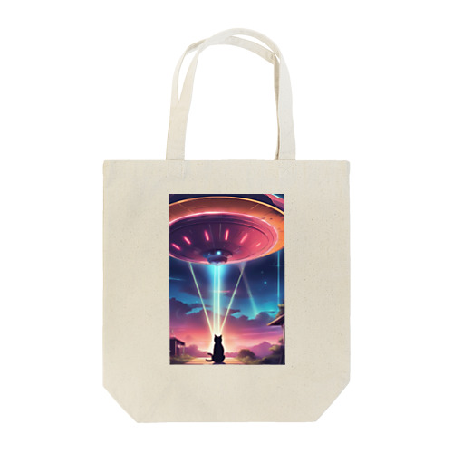 UFOに遭遇!? 不思議な猫のキャトルミューティレーション！👽🐱✨ Tote Bag