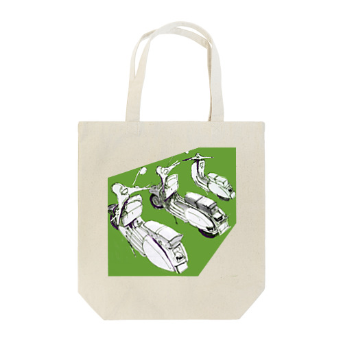 vespa風ビンテージバイク緑 Tote Bag