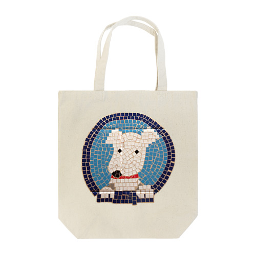 白い犬のタイルアート Tote Bag