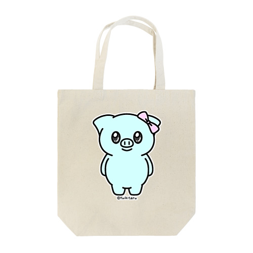 *ぶた(青)*リボン Tote Bag