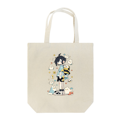 三毛猫のウサギとかわいい女の子 Tote Bag