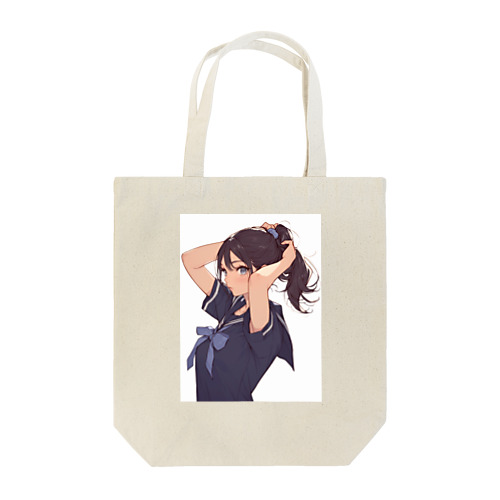 ポニーテールがセクシーな女の子　BLUE PLUM  691 Tote Bag