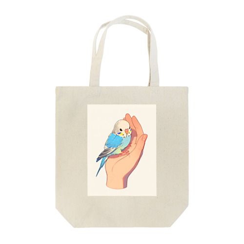 手のひらでおしゃべりセキセイインコの　BLUE PLUM  691 Tote Bag