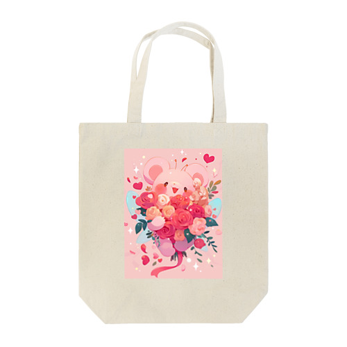 ピンクの熊が花のブーケ　なでしこ1478 Tote Bag