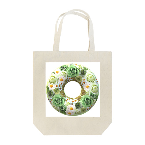 グリーンローズリース（緑の薔薇リース柄） Tote Bag