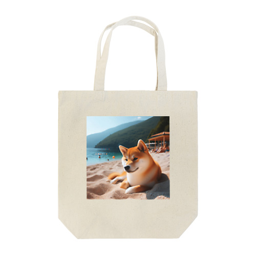 海でまったりしている柴犬さん Tote Bag