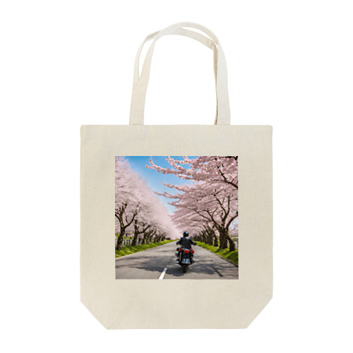 春の息吹と共に - 桜のトンネルを駆ける トートバッグ