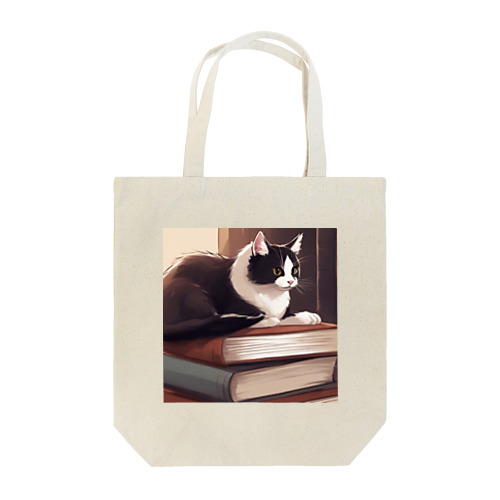 本と猫 トートバッグ