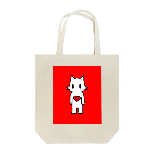 ムヒョウジョウなネコとあるヤボウをいだくココロ(ハート):red Tote Bag